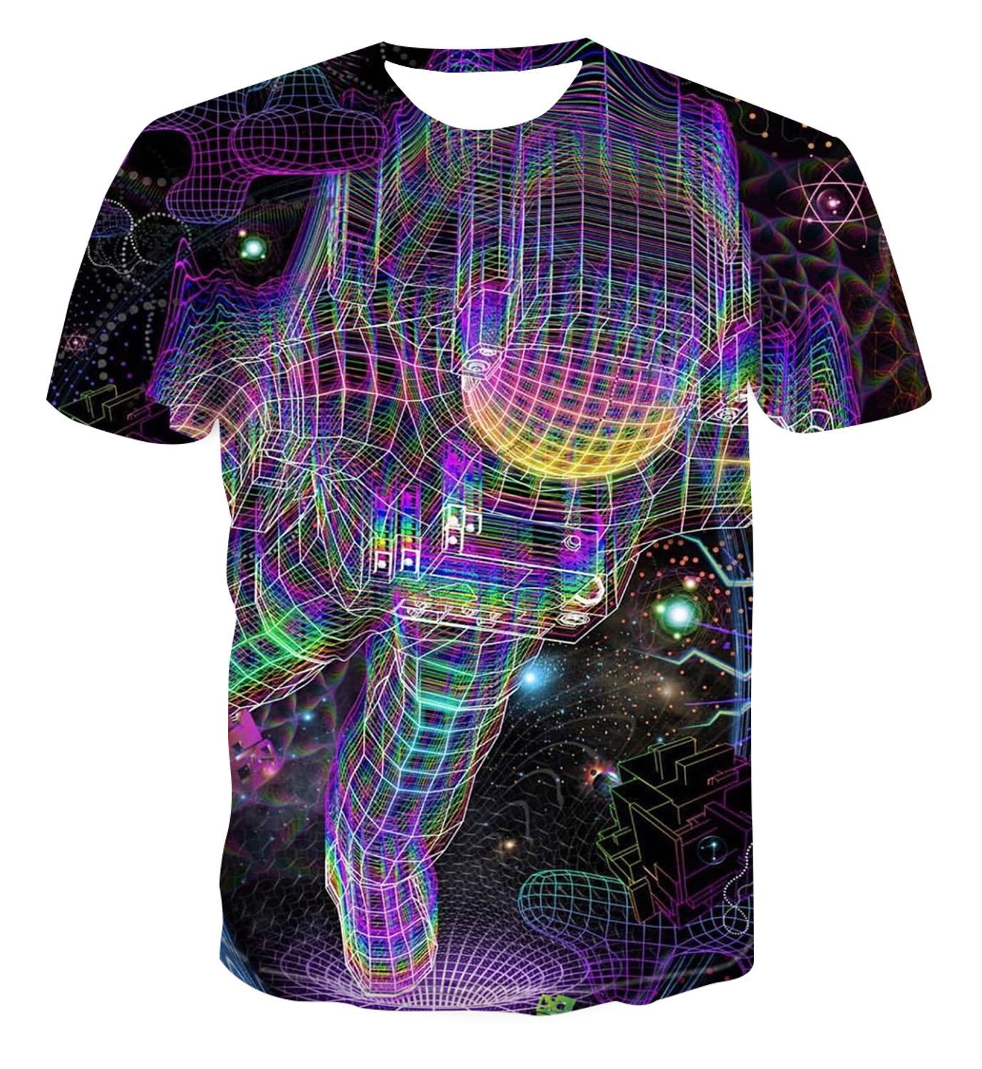 3d t-shirt psykedelisk tryk astronaut t-shirt herre sommer hip hop t-shirt herre skjorte kortærmet herre mærke t-shirt