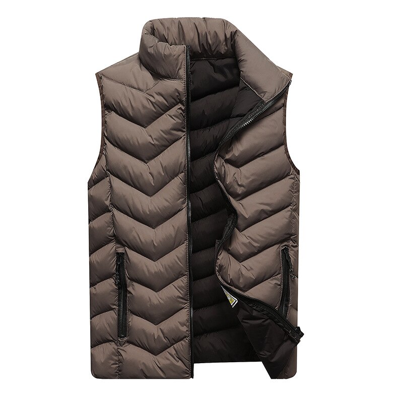 Hommes hiver gilet décontracté sans manches solide veste hommes Style coréen corps plus coton vêtements d'extérieur rembourrés manteau mince vêtements: Grey / L