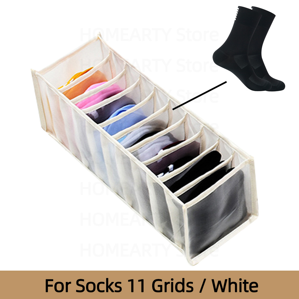 Organizador de armario para ropa interior, caja de almacenamiento para calcetines, bolsa de almacenamiento para armario, sujetador, pantalones, cajón divisor: Off-white-11 Grids