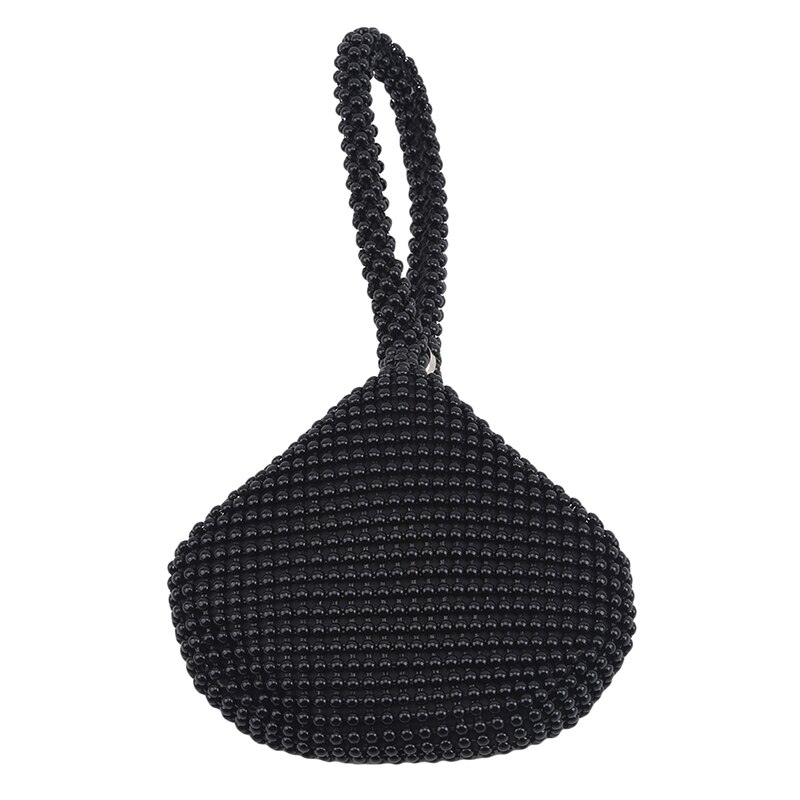 Zachte kralen dames avondtassen open stijl dames bruidsmeisjes handtassen portemonnee tas voor het hele jaar clutch: Zwart