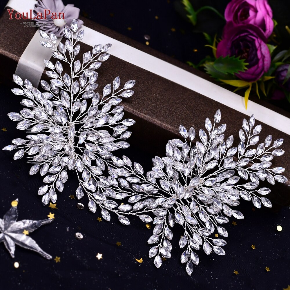Youlapan  hp311 bröllopskrona håraccessoarer strass brud hårklämmor silver diamant bröllop kam hårnålar: Hp392- s