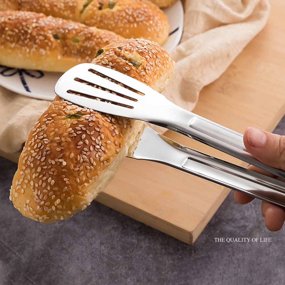 Stainless Steel Food Tongs Kitchen Utensils Buffet Cooking Tool Anti Heat Bread Clip Pastry Clamp Barbecue Kitchen Tongs Steel