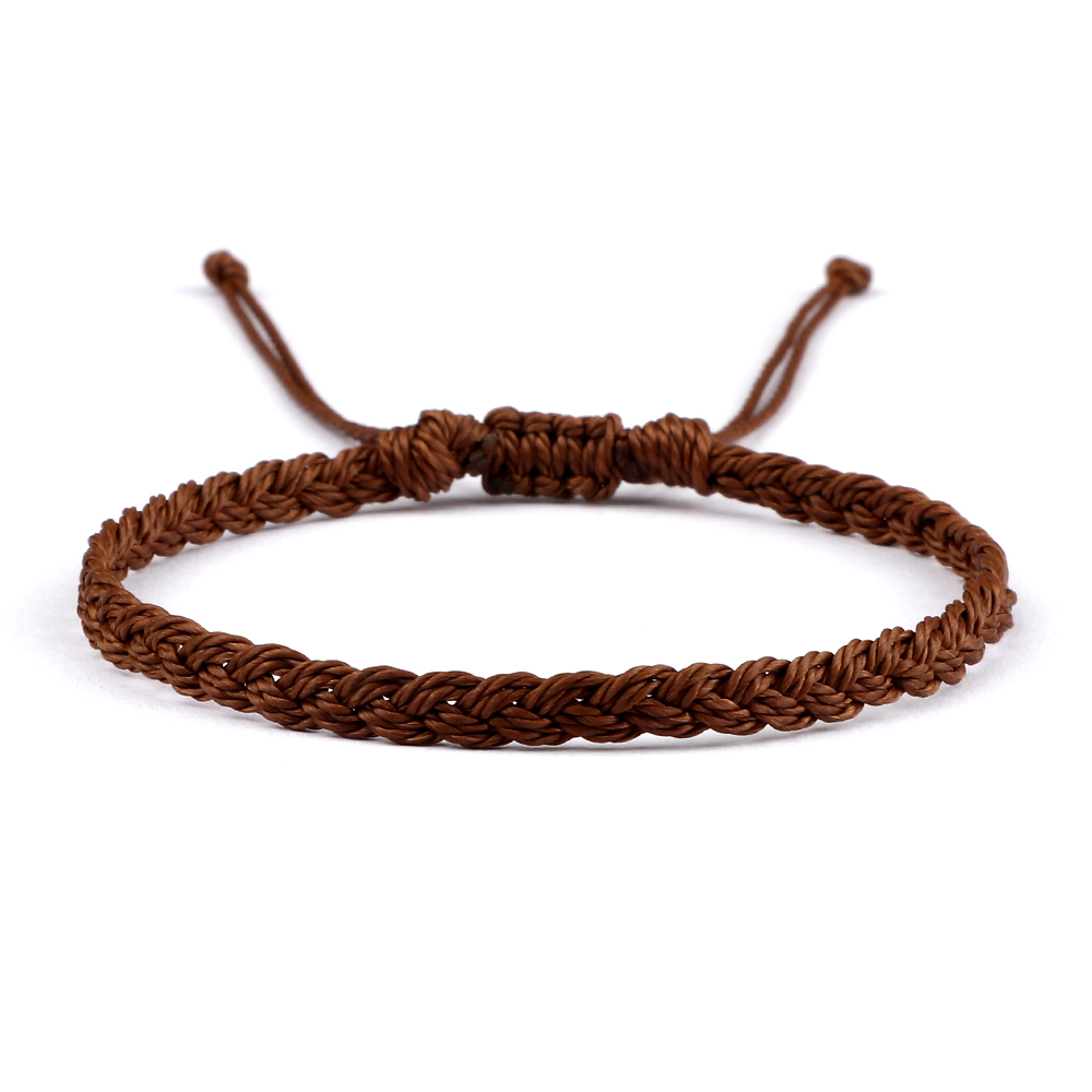 Pulsera de hilo de cera impermeable ajustable para mujeres y hombres, pulsera budista tibetana tejida hecha a mano, joyería de oración de la suerte de la amistad