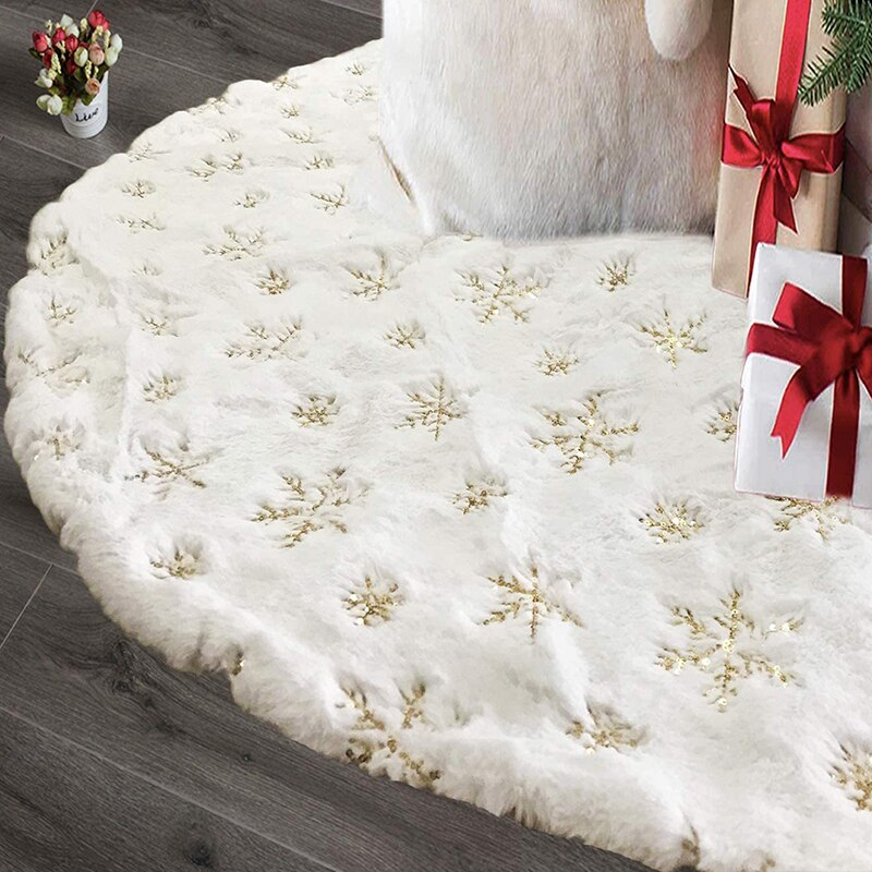 Kerstboom Rokken Faux Fur Kerstboom Voet Tapijt Xmas Boom Rok Mat Onder De Boom Kerstversiering Home Party: Style 2 gold / dia145