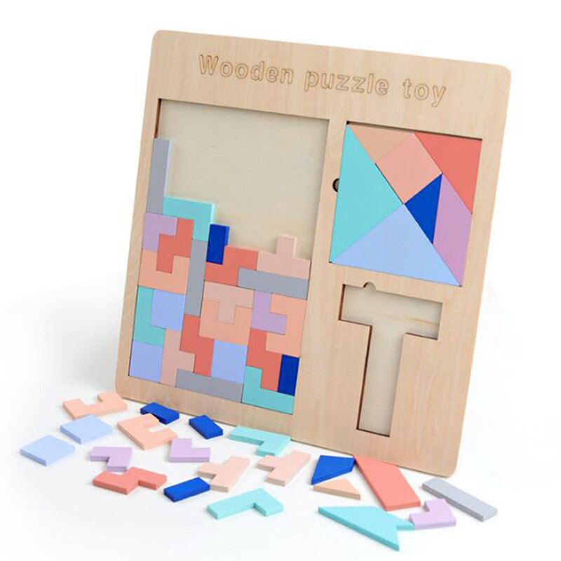 Voorschoolse Houten Puzzels Educatief Speelgoed Voor Baby Hersenen Ontwikkeling Tangram Puzzel Game 1 Set