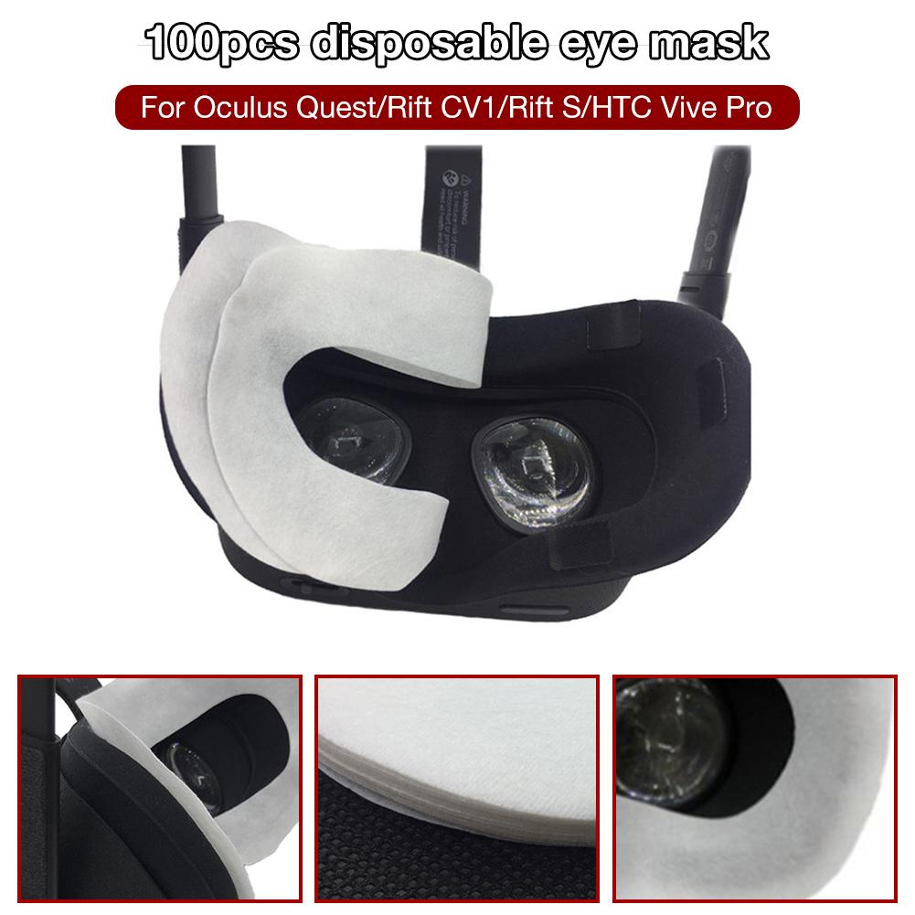 Disposable VR Eye Mask Breathable Pure Cotton Sweat Absorbent VR Face Mask for Oculus Quest/Rift CV1/Rift S/HTC Vive Pro 100Pcs