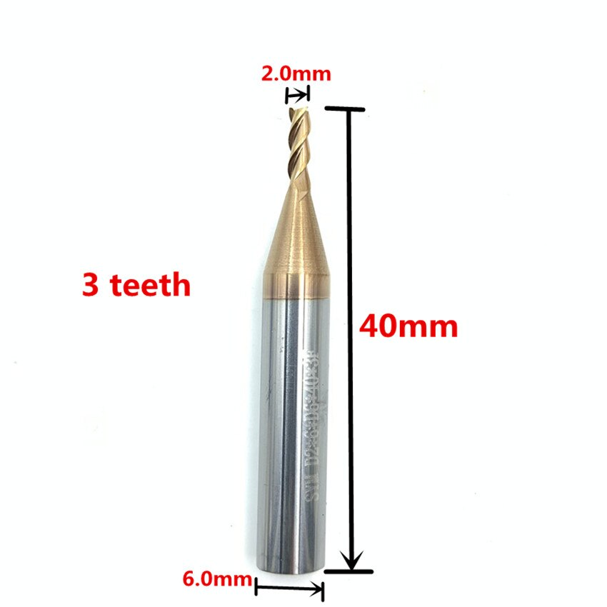 Carbide End Milling Cutter And HSS Tracer Point (Probe) For KUKAI Alpha Key Cutting Machines: 3 teeth 2.0mm cutter
