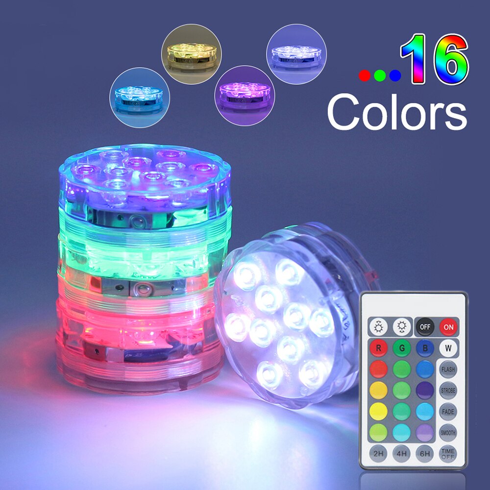 Rgb Submersible Led Remote Onderwater Gebruik Led Licht 10 Leds Aaa Batterij Waterdichte Lamp Zwembad Licht Schijnwerpers Fontein