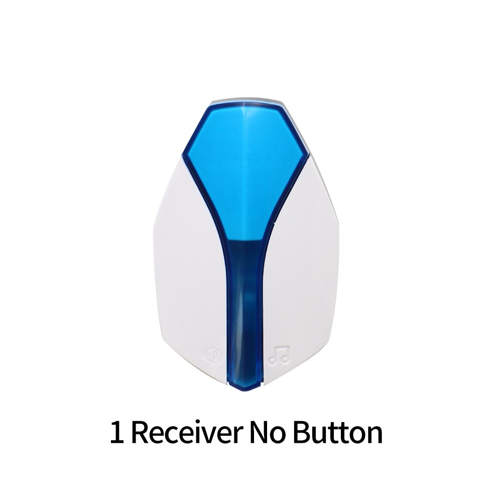 EU Plug Wireless Self-powered Smart LED Light Doorbells Button and Receiver No Battery Requiring with 1/2 Button 1/2 Receiver: 1ReceiverNoButtonLB
