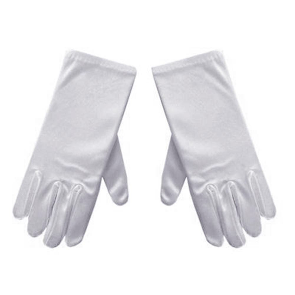 Unisex Kids Handschoenen Witte Korte Satijnen zachte Elastische Handschoenen voor Kinderen Meisje Jongen Prestaties Dans toespraak Handschoenen