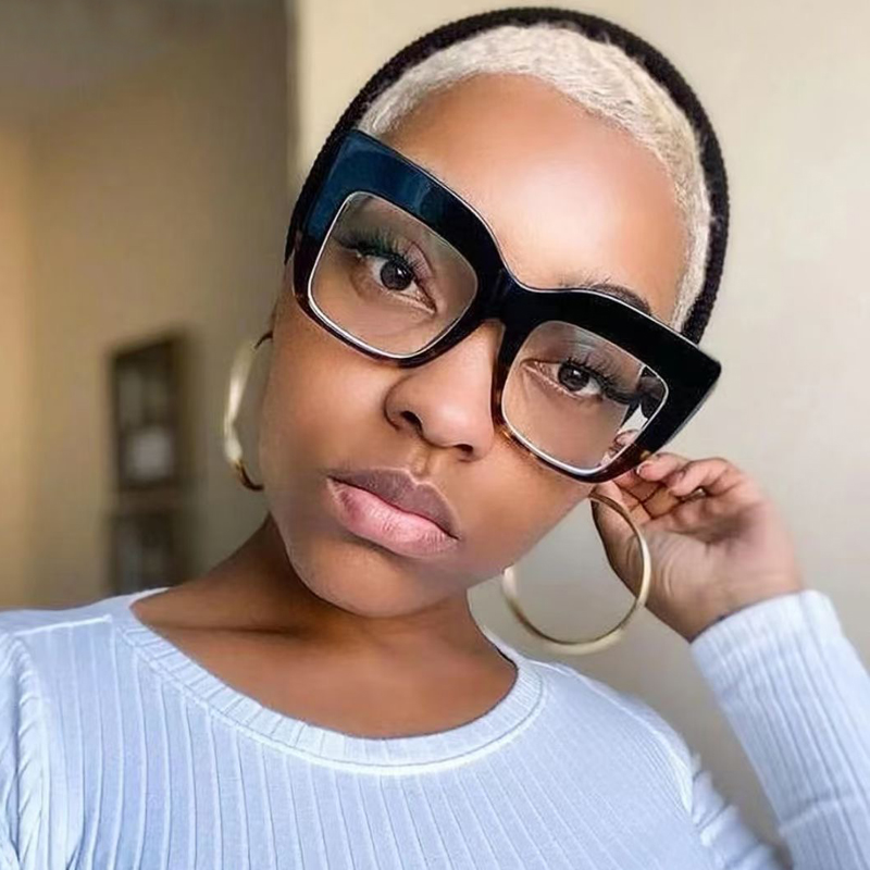 Monturas de gafas cuadradas de gran tamaño para mujer, gafas de azul antiluz azul, lentes ópticos, gafas grandes de de lujo para mujer