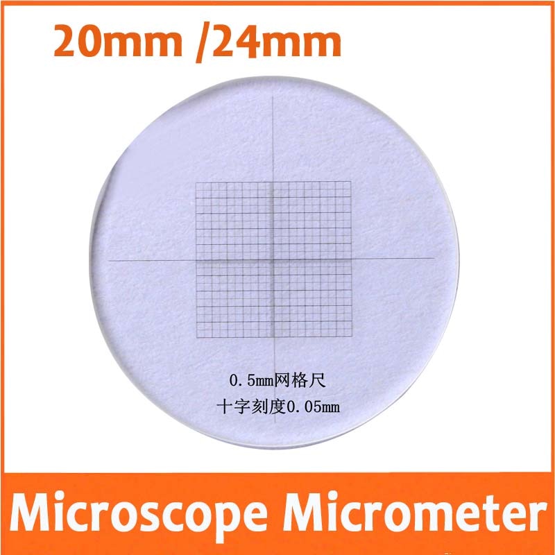 0.5mm 0.05mm Biological Microscope Objective Lens Stage Scale Glass slide Measuring Micrometer Calibration Ruler 20mm 24mm