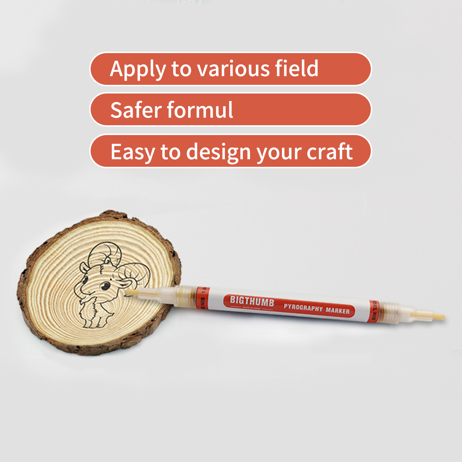 Wood Burning Pen Chemical Pyrography Marker Pen Safe Tool for DIY Projects Wood Painting Reversible Fine Tip Upgrade Version