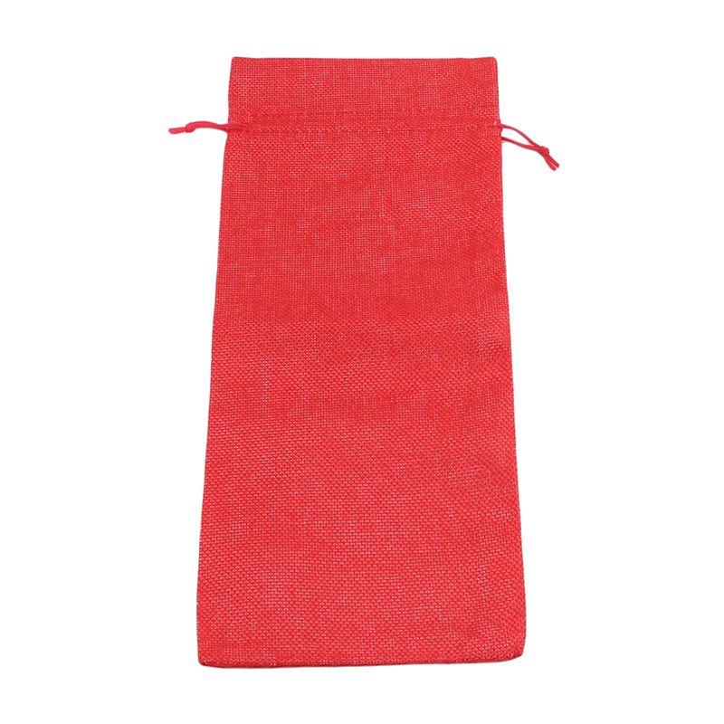 Rustic Linen Drawstring Wine Bottle Cover Wedding Party Decor Set Wine Bag Packaging Bag Carrier For Gifting And Decorating: Big red