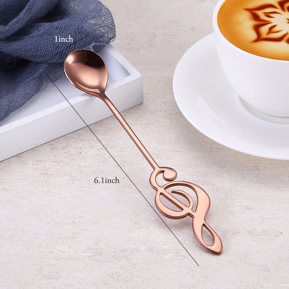 Rvs Koffielepels Spiegel Gepolijst Goud Muziek Symbool Dessert Lepel Koffie Bar Keuken Benodigdheden Thee Accessoires: Mirror rose gold