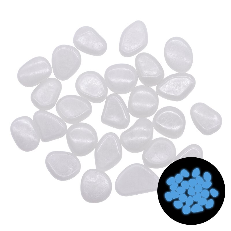 50Pcs Luminous Stone Rocks Glow In The Dark Garden Pebbles for Walkways Path Patio Lawn Pool Aquarium Garden Decor Glow Pebbles: White