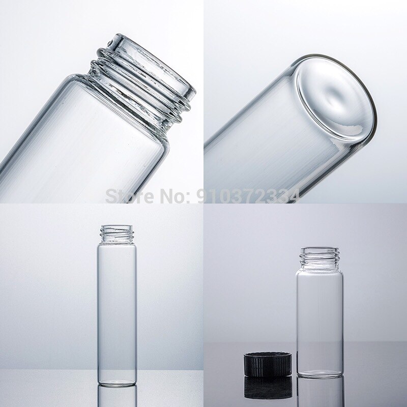 20pcs/lot (Clear/ brown) Lab Glass Seal Bottle Laboratory Reagent Sample Vials With Plastic Lid Screw Cap