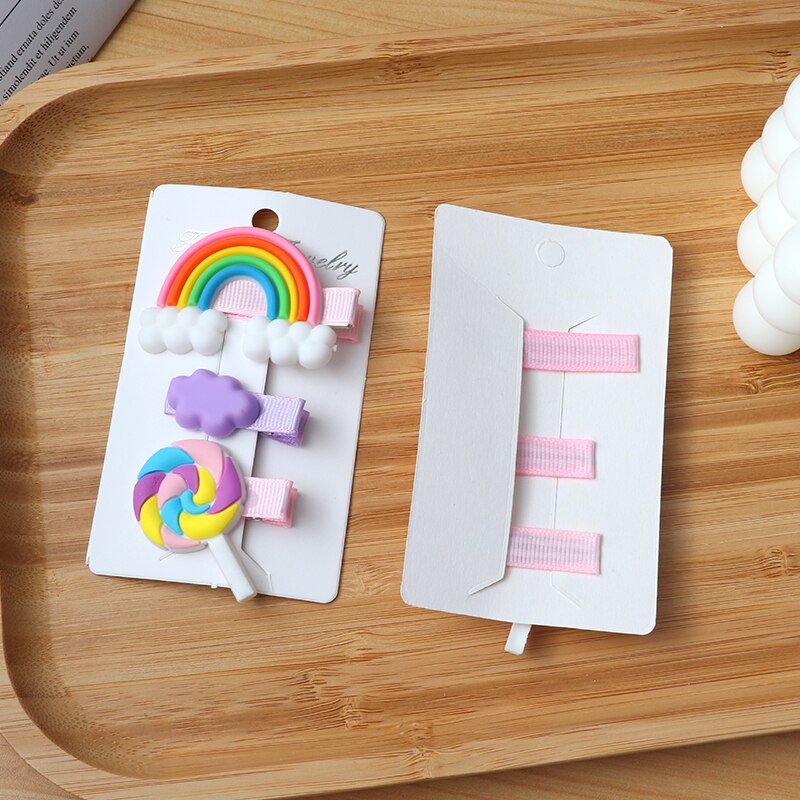 3pcs/Set Hair Clips Girls Cute Rainbow Clouds lollipop Hairpins Children Sweet Barrette Hair Ornament Cute Hair Accessories