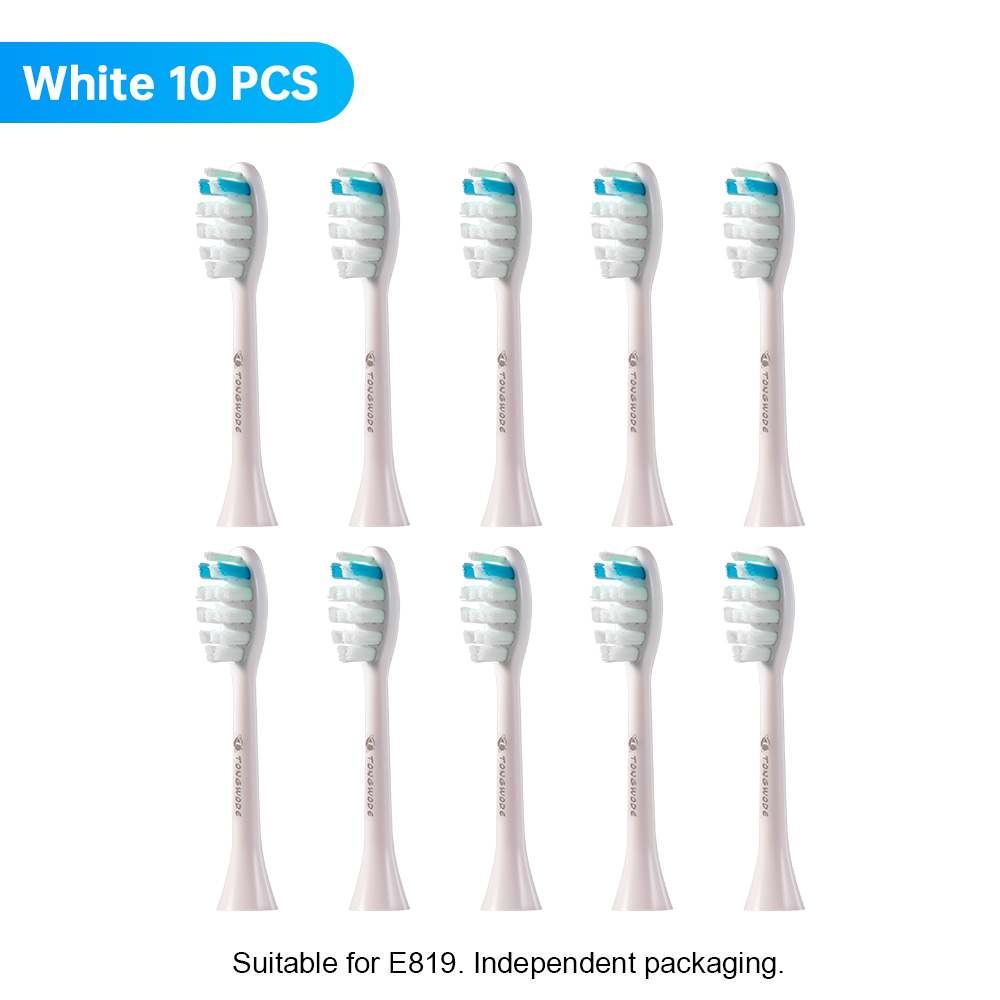 10 Pcs Replacement Brush Heads For E819 E810 EC810 Ultrasonic Electric Toothbrush Soft Bristle Nozzles with Sealed Package: 10PCS White E819