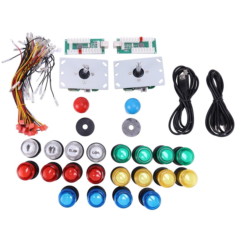 DIY Arcade Joystick Kit USB Computer Joystick with Light Chip 5V Support PC / Android / PS3: Default Title