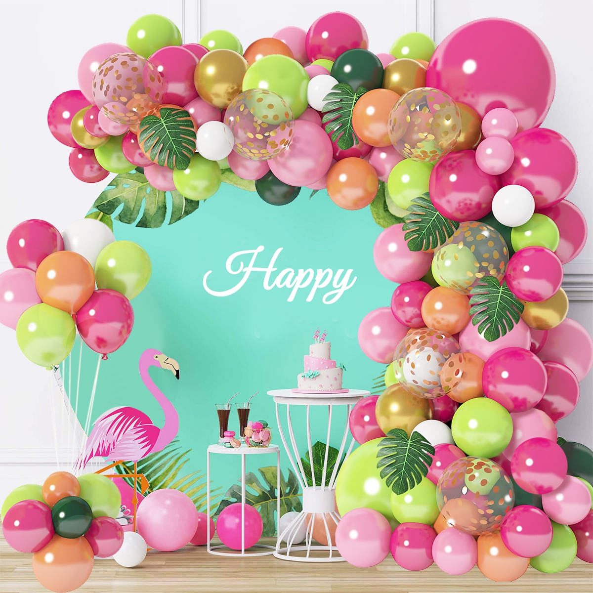 Hawaiianische Ballon-Girlande, Bogen-Set, tropischer Sommer, Hawaii-Party-Dekoration, Flamingo, Aloha, für Kinder, Babyparty, Geburtstag, Party-Dekoration