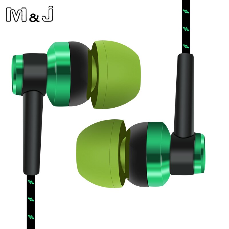 M & J J10 MP3/Mp4 Oortelefoon Gevlochten Stereo Hoofdtelefoon Metalen Oordopjes Voor Iphone Samsung Xiaomi Huawei Alle Mobiele telefoons Pc