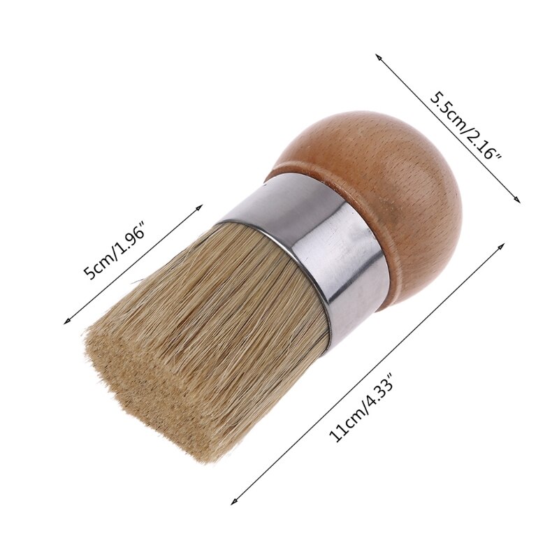 Round Chalk Paint Wax Brush Ergonomic Wood Handle Natural Bristle Brushes Tool C5AD