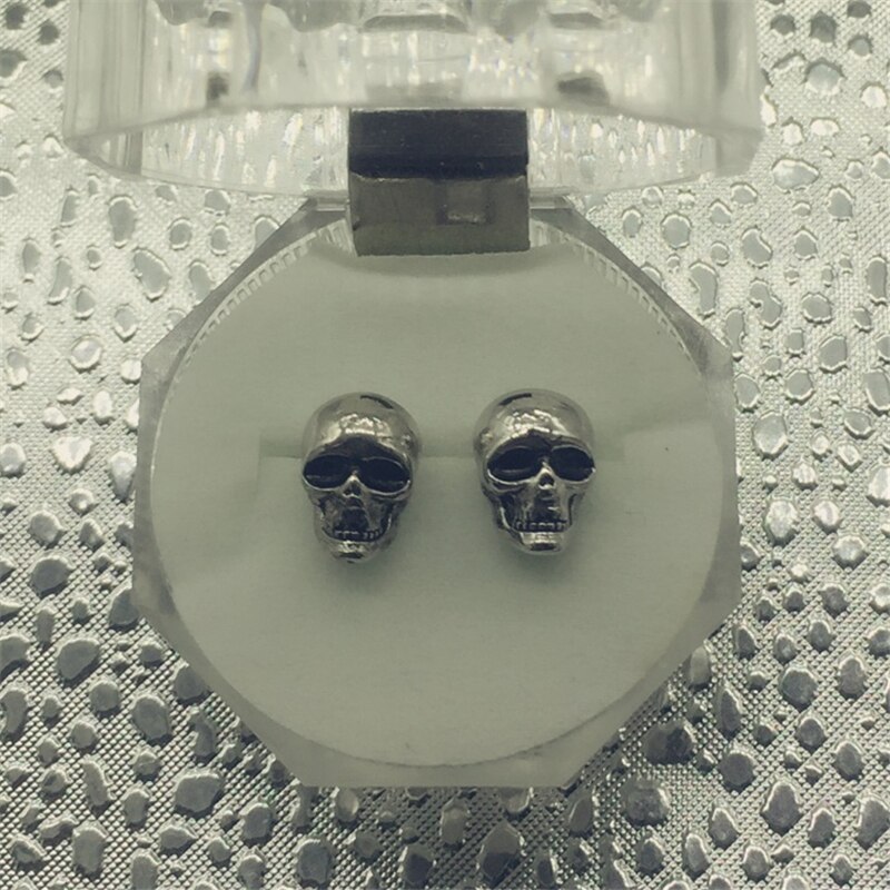 Punk skull øreringe til mænd drenge cool sølv farve smykker hip-hop ørestikker vintage rock skelet øreringe