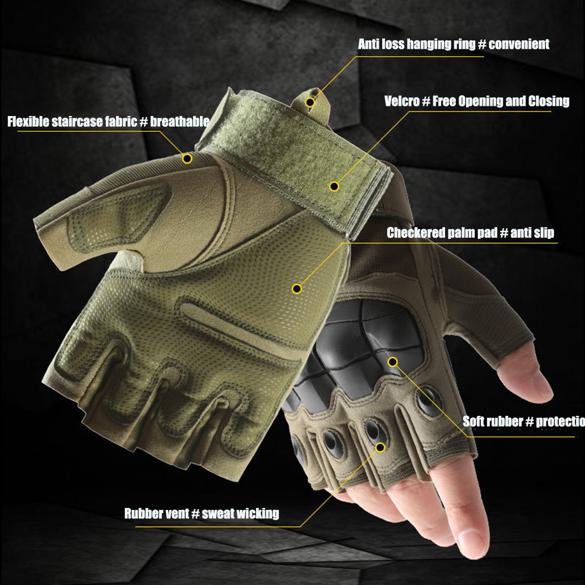 Halbfinger-Motorradhandschuhe, Schutz für Herren, fingerloser Schutz, Radfahrer, Moto-Cross, Reiten, Radfahren, Motorradfahrer, Sommer Ich bin Freien