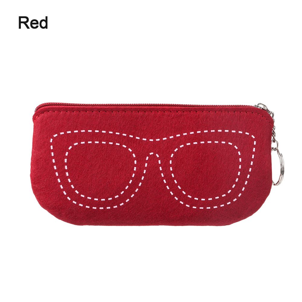 Zacht Vilt Brillenkoker Doos Zonnebril Zak Brillen Mouw Leesbril Rits Pouch Eyewear Protector: red