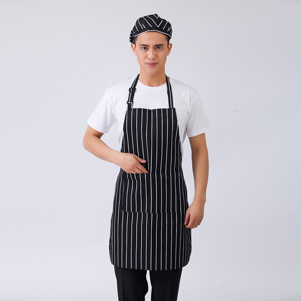 Unisex Striped Plaid Graphic Print Chef Apron Food Service Home Kitchen Cooking Wear Restaurant BBQ Cafe Work Uniform