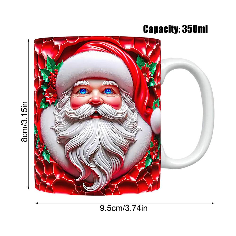 Christmas Santa Claus Ceramic Mug,3D Coffee Mugs, Vintage Water Cups, Tea Milk Mug, Christmas for Kids a: black