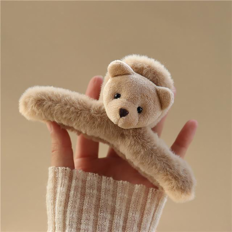 Horquilla de felpa de oso bonito para mujer, pinzas para el cabello grandes con Kawaii, pinzas grandes a la , accesorios para el cabello , para niñas 2023