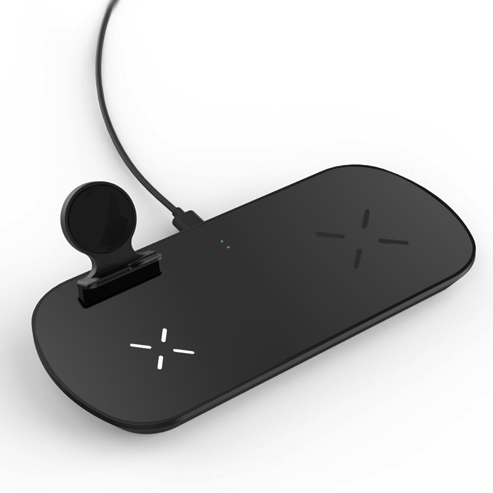 3 in 1 trådløs oplader til samsung  s20 s10 galaxy watch aktive gear knopper 10w qi hurtig opladning til iphone 11 xs xr 8 airpods pro: Default Title