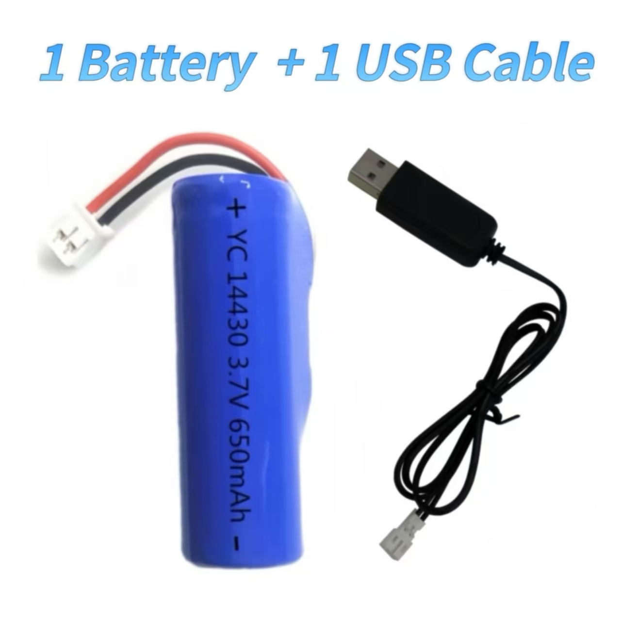 14430 Rechargeable lithium battery with connector 3.7V 650mAh USB Charging cable for Fan Flashlight Radio Headlamp Walkie-talkie: GRAY
