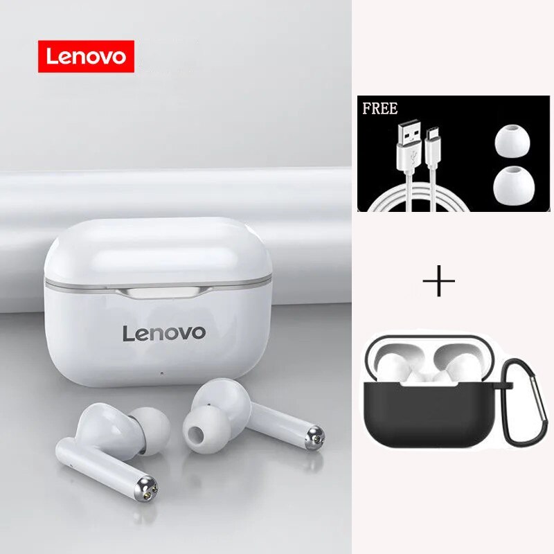 Newest in Original Lenovo LP1 Wireless Bluetooth Headset V5.0 Touch Earphone Stereo 300mAh Durable Battery IPX4 Waterproof: G Add black case5