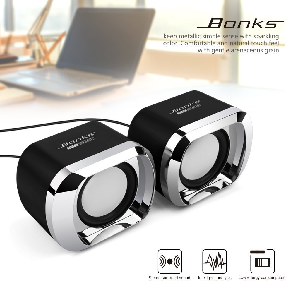 USB 2.0 haut-parleurs pour ordinateur portable filaire stéréo Mini haut-parleur pour ordinateur portable de bureau ordinateur portable PC MP3 MP4 3.5mm AUX en noir