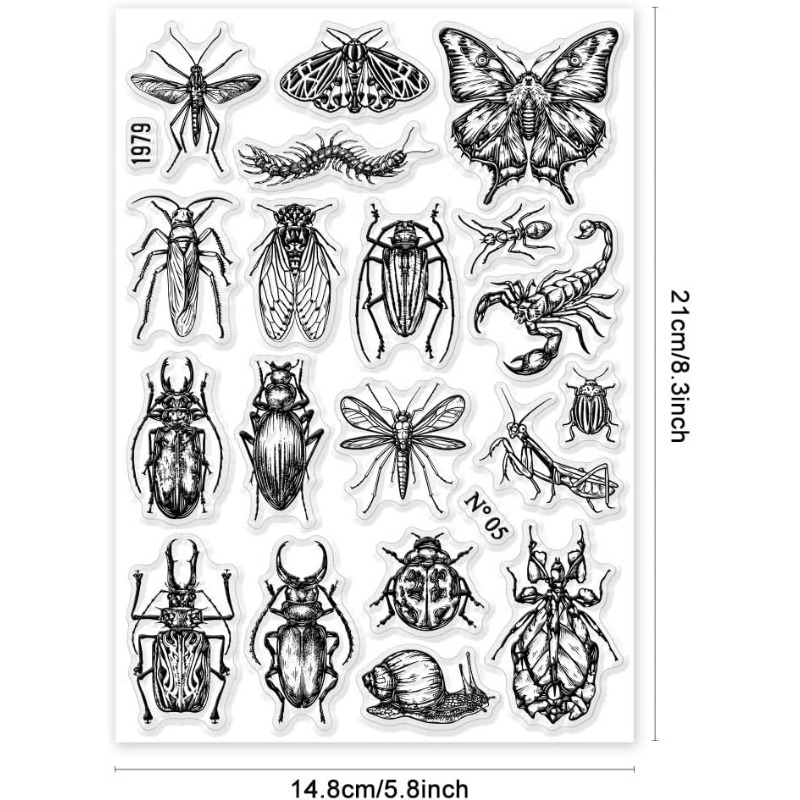 1pc insekter klare stempler til gør-det-selv scrapbooking sommerfugle guldsmede samling silikone stempelforseglinger gennemsigtige stempler til kort: Hvid