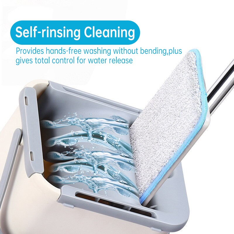Vloer Mop Met Emmer Schoonmaken Mops Platte Squeeze Mop Emmer Systeem Schoonmaakproducten 360 ° Flexibele Mop Hoofd Met Herbruikbare pads