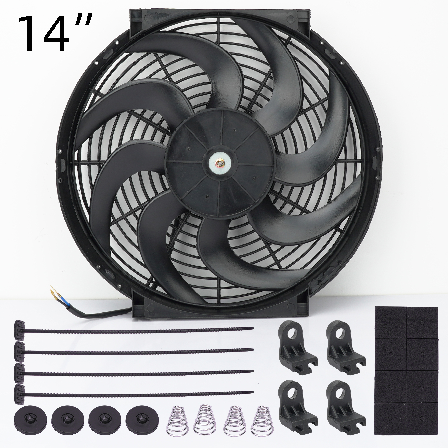 Car 12V Fan 80W Slim Electric Radiator Coolling Fans Push Pull Mount Installation Kit Cooling Systems Universal Automotive Fan: Red