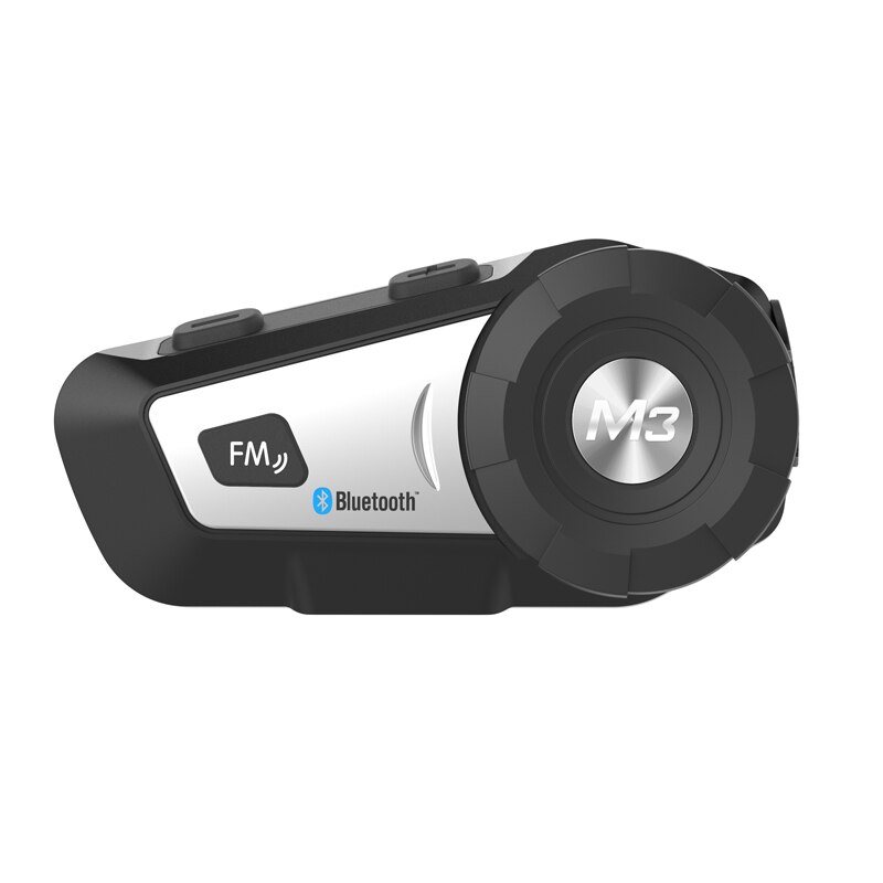 Mornystar M3 Plus Bluetooth Motorcycle Helmet Intercom FM Interphone Headset+Soft Microphone for Full Face Helmet: Silver