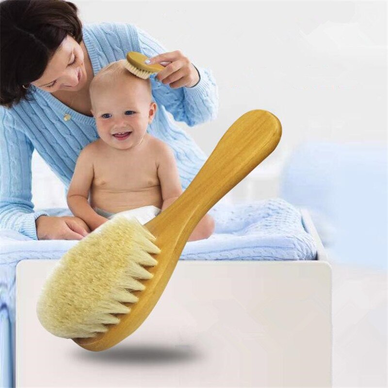 Baby Hair Wooden Brush Care Pure Natural Wool Baby Comb Brush Baby Hairbrush Newborn Brush Infant Comb Head Massager