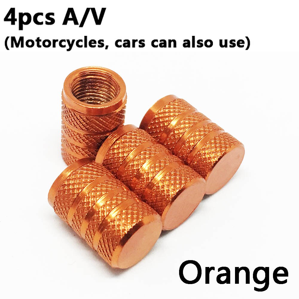 4Pcs Bike Wheel Tire Covered Car Motorcycle Truck universal Tube Tyre Bicycle AV SV American AIR Valve Cap Dustproof 10 colors: American 4PCS Orange