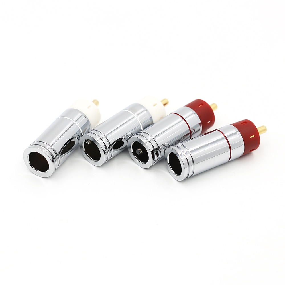 4 pçs alta fidelidade diy 9mm prata chapeado ou banhado a ouro rca plug conector de bronze, alta fidelidade rca jack