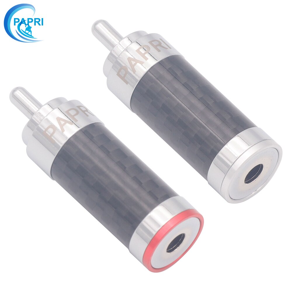 PAPRI CF-126R Carbon Fibre Tellurium Copper Rhodium Plated Connector DIY RCA Plug HiFi Repair Speaker Jack For Audio Amplifier