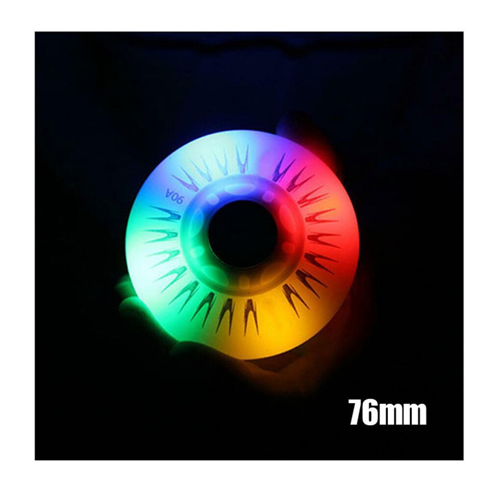 Roues de patins à roulettes coulissantes 90A, éclairage LED, accessoires colorés, 68/72/76/80MM, 4 pièces,rollers patins 4 roues: Multicolour  76mm