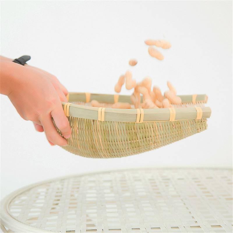 Farmhouse bamboo weaving basket Open bamboo sieve hand-woven drying bamboo basket fruit and vegetable storage