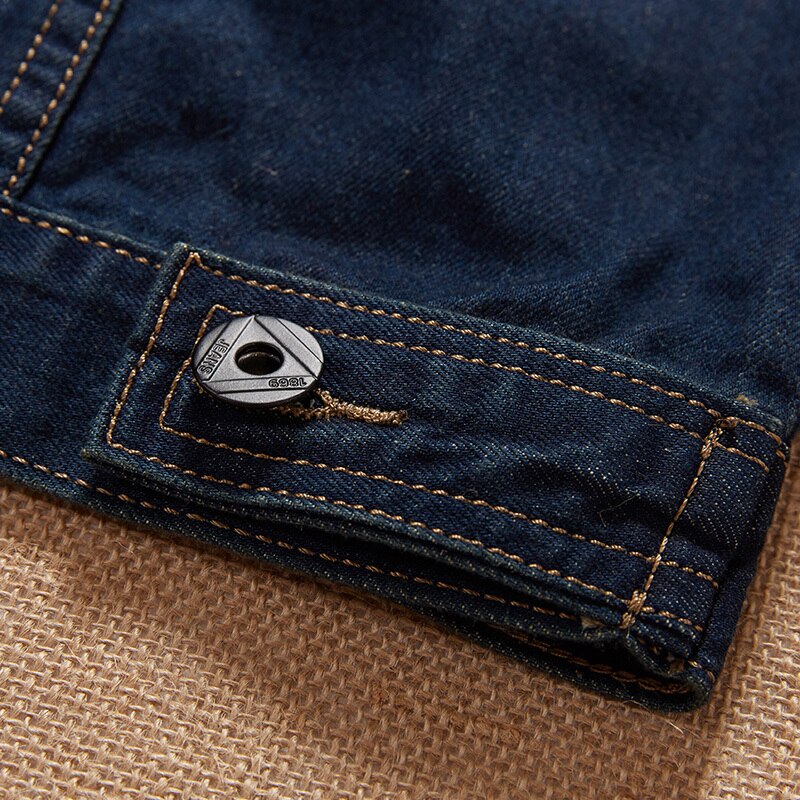 Klassieke spijkerjas heren merkkleding 100%  katoenen casual heren spijkerjas donkerblauw effen jas heren plus maat 8xl 7xl 6xl