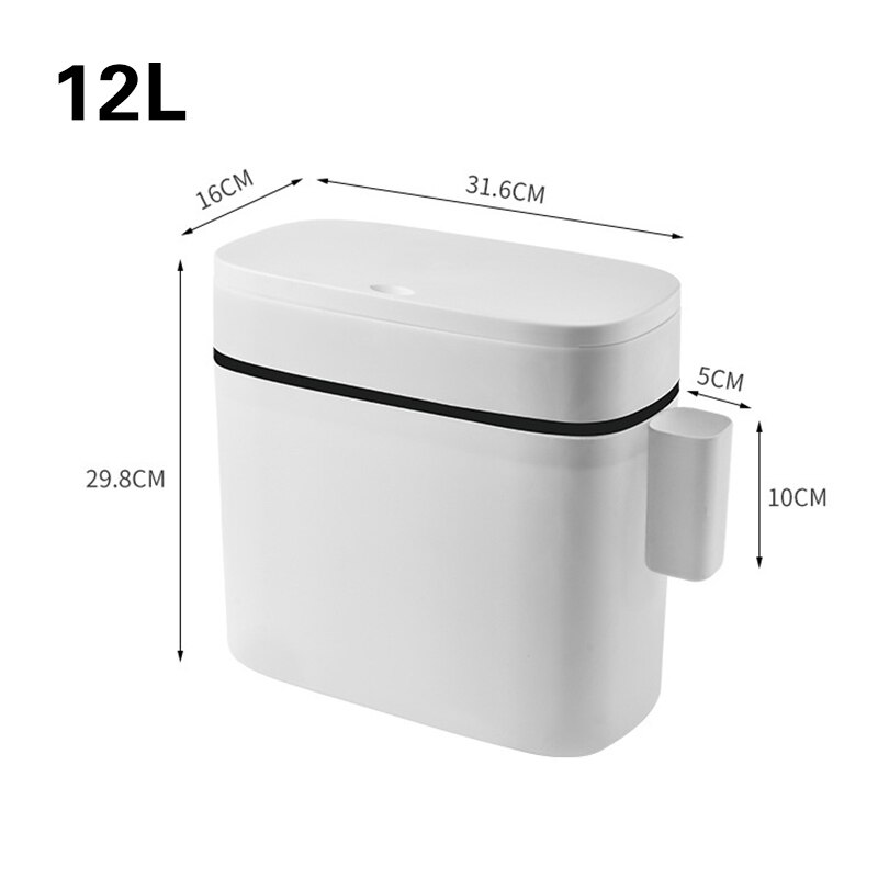 Trash Can Rectangle Plastic Push Trash Cans 12L Large-size Garbage Can Household Waste Storage Bins For Kitchen Bathroom Bustbin