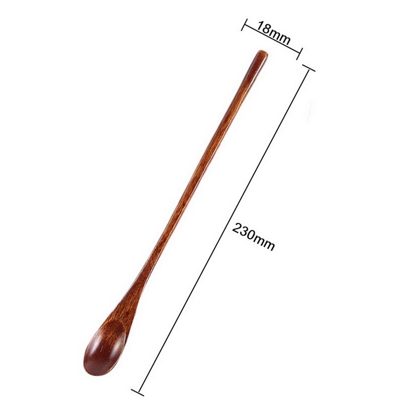 Punho longo colher de madeira natural colheres de chá de café de madeira alongamento mexendo colher 20x1.7cm cozinhar catering colher cozinhar ferramentas: D4